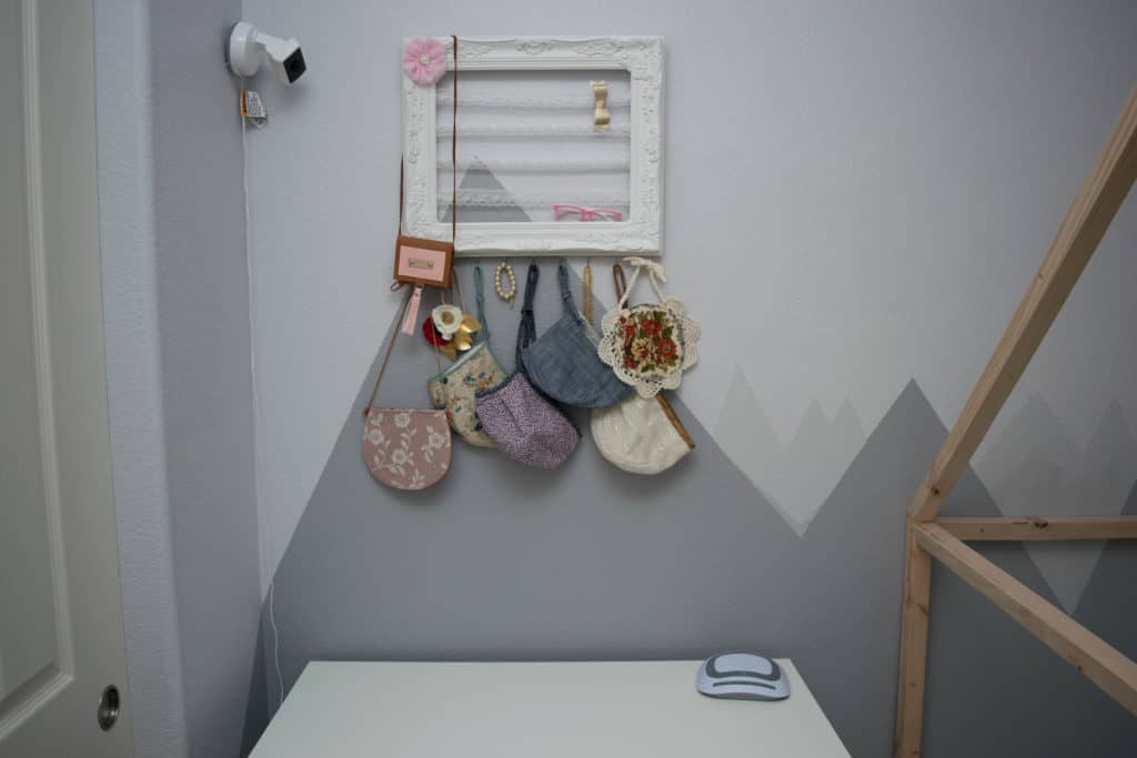 DIY Mountain Nursery with Wall Mural 13 Little girls bow and bonnet holder in baby nursery