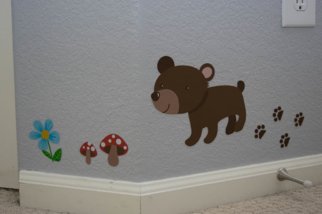 Easy DIY woodland baby nursery with tree wall mural and woodland animal decals