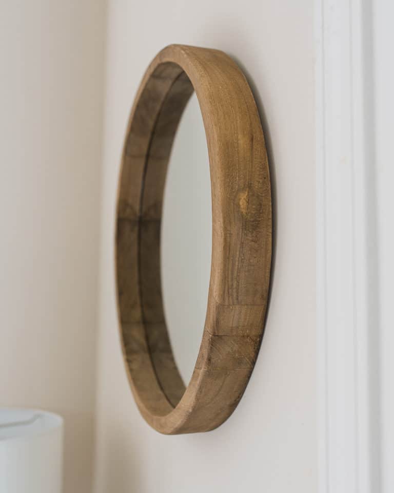 round rustic wood mirror Amanda Seghetti