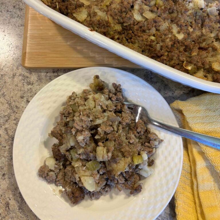 plate of traditional canadian meat stuffing