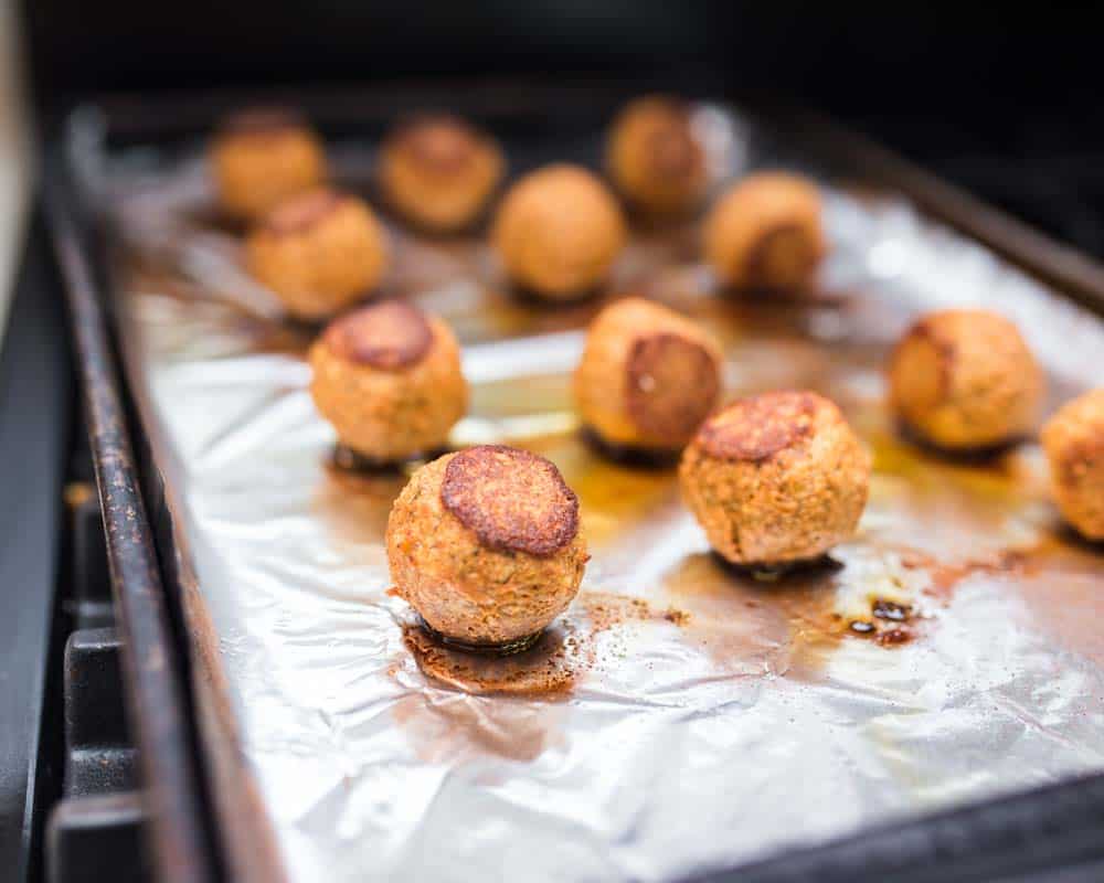 Easy Vegetarian Spaghetti and Meatballs (+ Fave Summer Eats!) 3 pan of cooked Pure Farmland plant protein meatballs