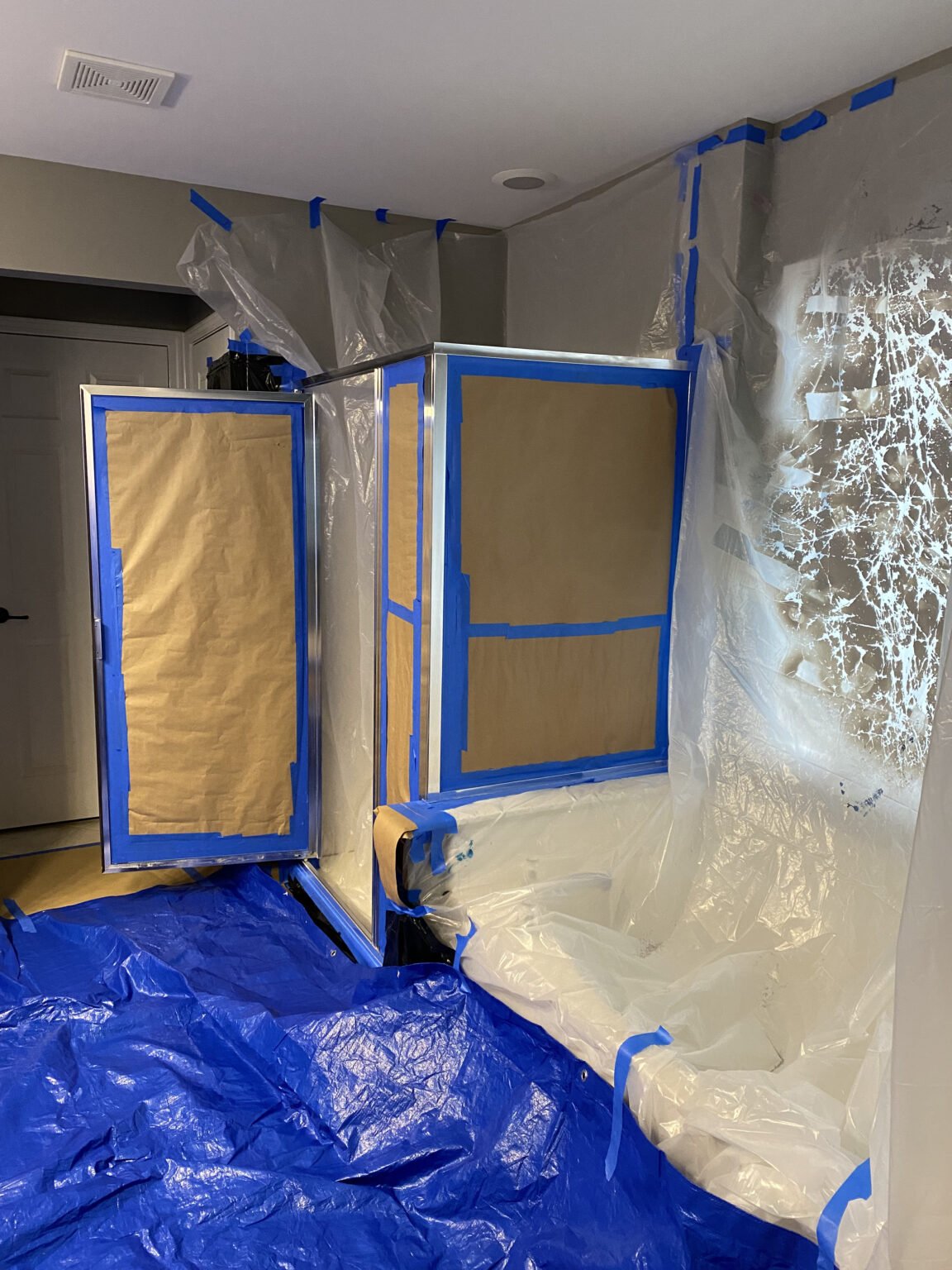 How to Paint Your Shower Door Frame Easy DIY Tutorial Amanda Seghetti