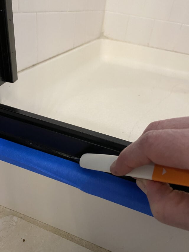 How to Paint Your Shower Door Frame Easy DIY Tutorial Amanda Seghetti